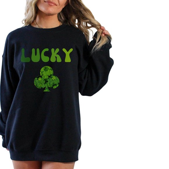 Saint Patric's Day Shamrock Sweatshirt Lucky Clover Shirt - Picture 3 of 7